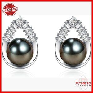 Sterling Silver Pearl Stud Earrings 9-10mm Fine Jewelry Gift